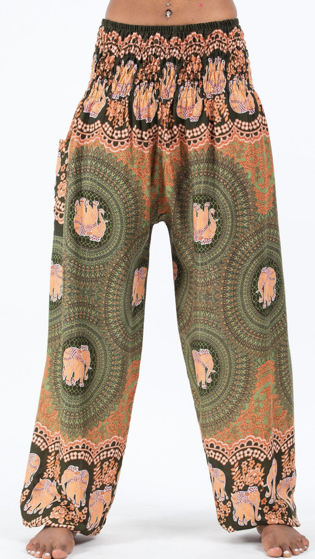 Olive, Mandala Elephant -  Harem Pants - Authors collection