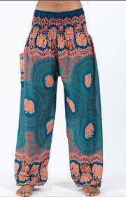 Turquoise, Mandala Elephant - Harem Pants - Authors collection