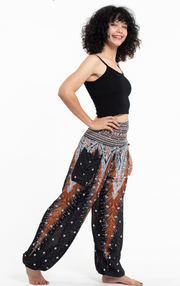Black, Peacock Feathers - Harem Pants - Authors collection
